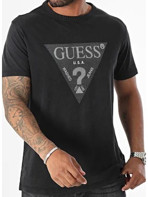 Guess Siyah Erkek T-Shirt M4YI05I3Z14JBLK Ss Cn Treated Trıan