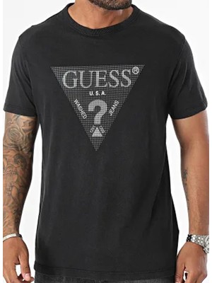 Guess Siyah Erkek T-Shirt M4YI05I3Z14JBLK Ss Cn Treated Trıan