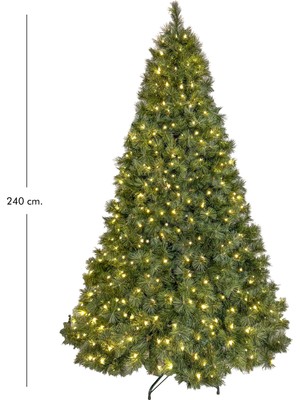 Herdekora Yılbaşı Çam Ağacı Denver 1728 Dal 600 LED Işıklı Yeşil 240 Cm.