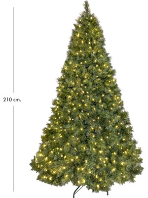 Herdekora Yılbaşı Çam Ağacı Denver 1248 Dal 500 LED Işıklı Yeşil 210 Cm.