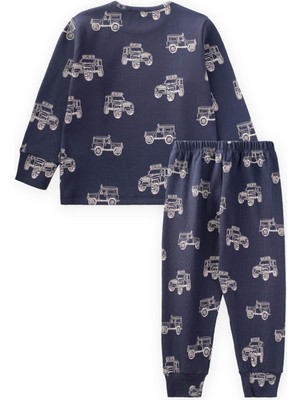 Cigit Jeep Desenli Pijama Takım 2-8 Yaş Lacivert