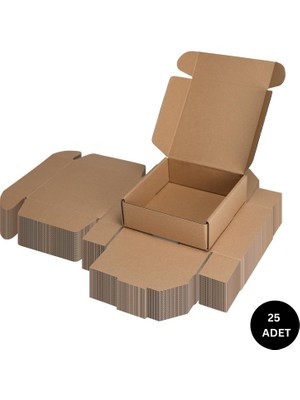Roco Paper Co. Kilitli e-Ticaret Hediye Kutusu, Kraft Karton Kargo Paketleme Kutusu, 25 Adet, 10X10X3 cm
