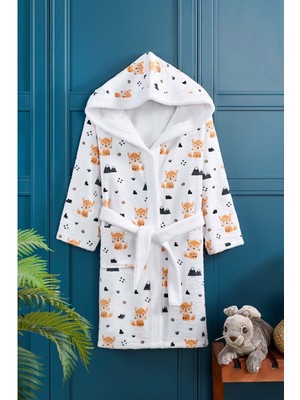 Vevien Home Forest Fox Dijital Baskılı Çocuk Bornozu 9-10 Yaş