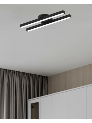 Hegza Lighting Mellizo (Siyah Kasa, Beyaz Işık) Ledli Modern Plafonyer LED Avize, Salon, Mutfak, Oturma Odası