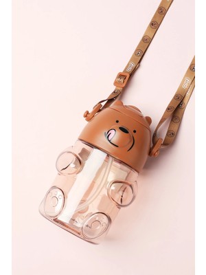 Miniso We Bare Bears Lisanslı Figür Plastik Suluk (600ML) - Boz Ayı