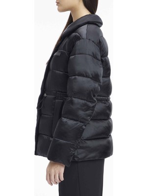 Calvin Klein Siyah Kadın Mont Mw Padded Satın Drawstrıngjacket