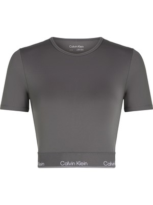 Calvin Klein Gri Kadın Bisiklet Yaka Crop T-Shirt 00GWS4K194PTS-WO - Ss T-Shirt Crop