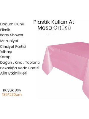 Party Boom Plastik Kullan At Gri Renk Masa Örtüsü 120X180 Küçük Boy