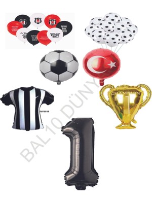 Bal10 Dünyası Siyah Beyaz Beşiktaş Balon Seti Yaş 1