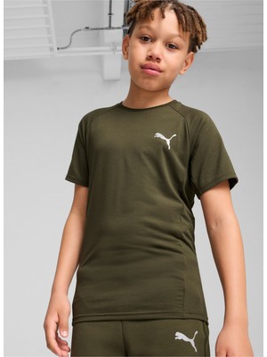 Puma Düz Haki Erkek Çocuk T-Shirt 68180270-EVOSTRIPE Tee
