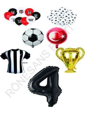 Rönesans Parti Siyah Beyaz Beşiktaş Balon Seti Yaş 4