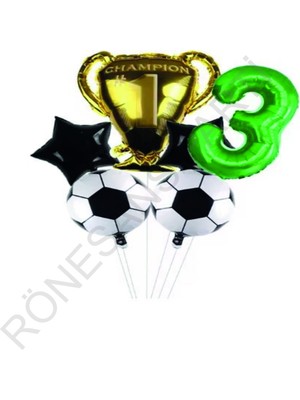 Rönesans Parti Futbol Temalı Doğum Günü Balon Seti Yaş 3