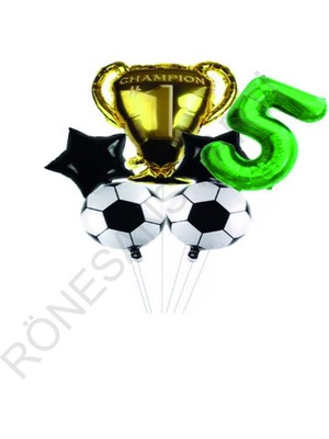 Rönesans Parti Futbol Temalı Doğum Günü Balon Seti Yaş 5