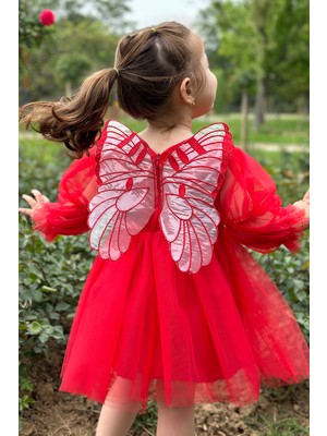 Kız Bebek Kız Çocuk Doğum Günü Parti Düğün Elbise Tüllü Tütü Astarlı Çocuk Giyim bebek giyim Elbise Uzun Kanatlı