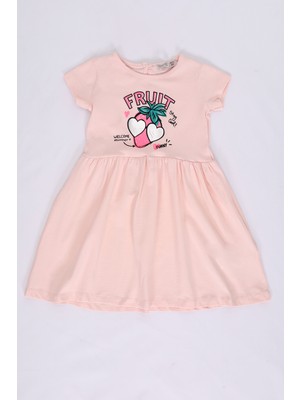 Toontoy Kız Bebek Fruit Yazılı Çilek Baskılı Elbise