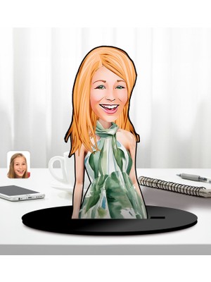 Bk Gift Kişiye Özel Kadın Karikatürlü Ahşap Biblo-25, Arkadaşa Hediye, Sevgiliye Hediye