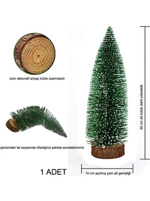 Yılbaşı Karlı Simli Iğne Yapraklı Masa Üstü Çam Ağacı Yeşil Renk 30 cm