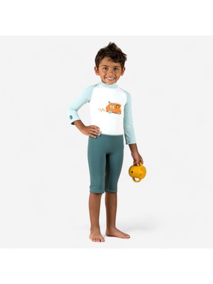 Decathlon Nabaiji Bebek / Çocuk UV Korumalı Uzun Kollu Wetsuit - Baskılı / Mavi