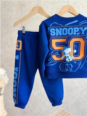 2kids2mom Peanuts Snoopy Süzene Nakış Detaylı Sweatshirt ve Alt Eşeofman Takım