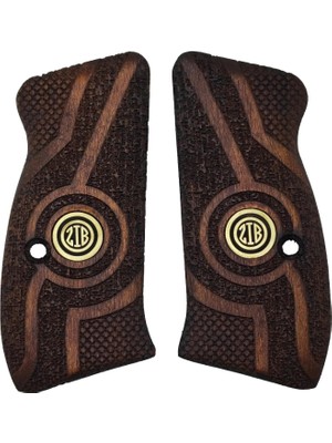 Zib Grips Silah Kabzası - Cz Kompakt, P-01 ile Uyumlu - Koyu Kahverengi Renk - Metal Logolu - CZCMPCV011L1
