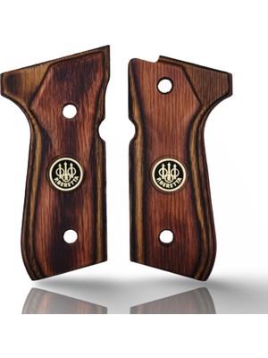 Zib Grips Silah Kabzası - Girsan Yavuz 16, Beretta F92 ile Uyumlu - Sadece Vernik Uygulanmış - Lamine Malzemesinden Yapılma - Metal Logolu - LMBRTF92SV052L1