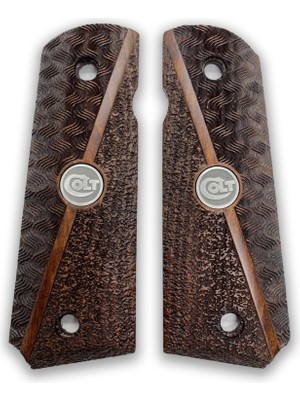 Zib Grips Silah Kabzası - Colt 1911, Girsan Mc 1911 ile Uyumlu - Koyu Kahverengi Renk - Metal Logolu - CLT1911CV083L1