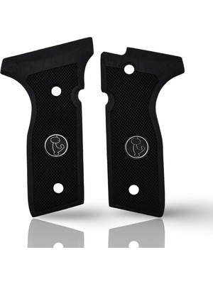 Zib Grips Silah Kabzası - Beretta Stoeger 8000F, 8000FL, 8040F, 8045FT, Cougar 8000 ile Uyumlu - Siyah Renk - Metal Logolu - BRTCGRSY001L1