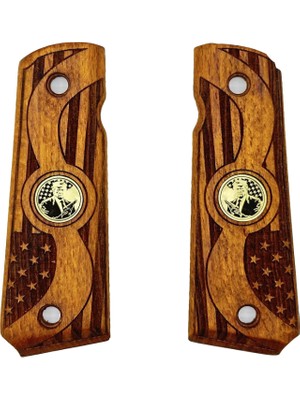 Zib Grips Silah Kabzası - Colt 1911, Girsan Mc 1911 ile Uyumlu - Tütün Renk - Metal Logolu - CLT1911TN093L1