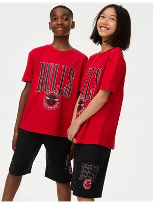 Marks & Spencer Saf Pamuklu Nba Chicago Bulls Pijama Takımı (6-16 Yaş)