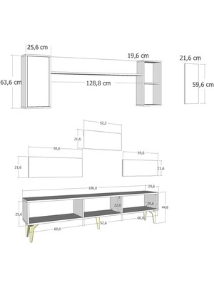 Demonte Decor Zeus 180 cm Tv Ünitesi Takımı Safirmeşe-Antrasit