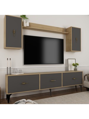 Demonte Decor Zeus 180 cm Tv Ünitesi Takımı Safirmeşe-Antrasit