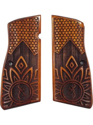 Zib Grips Silah Kabzası - Zig 14, Browning Hp, High Power 14, Dik Kasa, Browning Halkalı (Halka Için Kesim Yaptırmak Için Mesaj Atın), Halkasız ile Uyumlu - Tütün Renk - BRWHPTN025