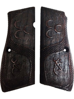 Zib Grips Silah Kabzası - Zig 14, Browning Hp, High Power 14, Dik Kasa, Browning Halkalı (Halka Için Kesim Yaptırmak Için Mesaj Atın), Halkasız ile Uyumlu - Koyu Kahverengi Renk - BRWHPCV011