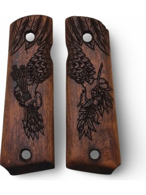 Zib Grips Silah Kabzası - Colt 1911, Girsan Mc 1911 ile Uyumlu - Koyu Kahverengi Renk - CLT1911CV016