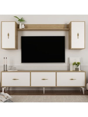 Demonte Decor Zeus 180 cm Tv Ünitesi Takımı Safirmeşe-Beyaz