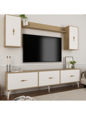 Demonte Decor Zeus 180 cm Tv Ünitesi Takımı Safirmeşe-Beyaz