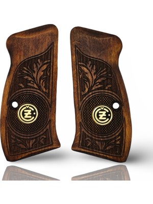 Zib Grips Silah Kabzası - Cz Kompakt, P-01 ile Uyumlu - Koyu Kahverengi Renk - Metal Logolu - CZCMPCV006L1