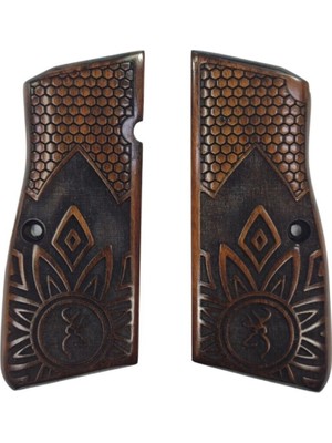 Zib Grips Silah Kabzası - Zig 14, Browning Hp, High Power 14, Dik Kasa, Browning Halkalı (Halka Için Kesim Yaptırmak Için Mesaj Atın), Halkasız ile Uyumlu - Koyu Kahverengi Renk - BRWHPCV025