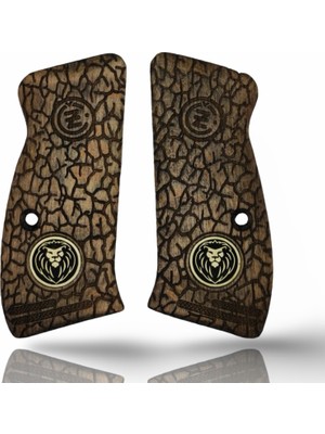Zib Grips Silah Kabzası - Cz Kompakt, P-01 ile Uyumlu - Açık Kahverengi Renk - Metal Logolu - CZCMPUC018L1