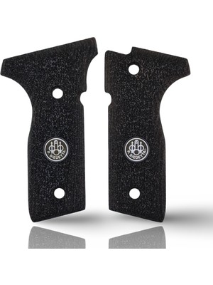 Zib Grips Silah Kabzası - Beretta Stoeger 8000F, 8000FL, 8040F, 8045FT, Cougar 8000 ile Uyumlu - Siyah Renk - Metal Logolu - BRTCGRSY002L1