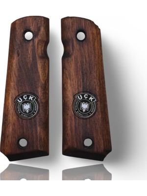 Zib Grips Silah Kabzası - Colt 1911, Girsan Mc 1911 ile Uyumlu - Koyu Kahverengi Renk - Metal Logolu - CLT1911CV099L1