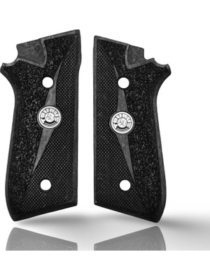 Zib Grips Silah Kabzası - Cybergun, Taurus PT92 ile Uyumlu - Siyah Renk - Metal Logolu - TRSPT92SY002L2