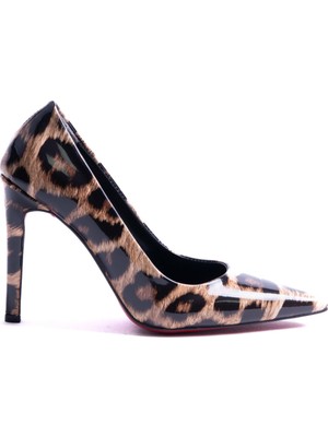 Enodia Minks Leopar Desenli Rugan Stiletto