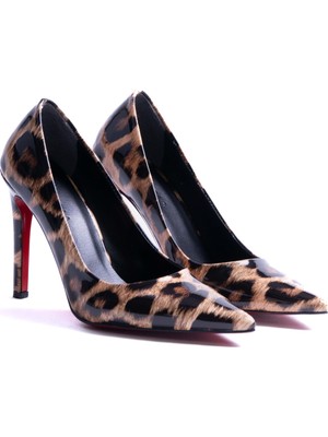 Enodia Minks Leopar Desenli Rugan Stiletto