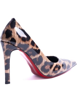 Enodia Minks Leopar Desenli Rugan Stiletto