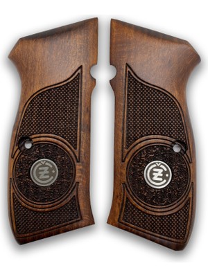 Zib Grips Silah Kabzası - Cz 75, Canik 55, S120, L120 ile Uyumlu - Koyu Kahverengi Renk - Metal Logolu - CZ75CV012L2