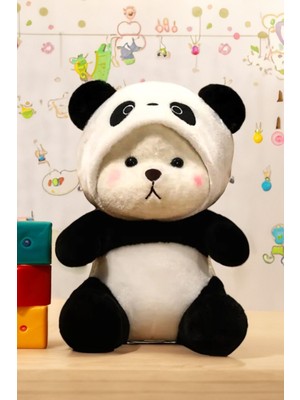 Kapüşonlu Sevimli Peluş Panda - Panda Figürlü Peluş Oyuncak