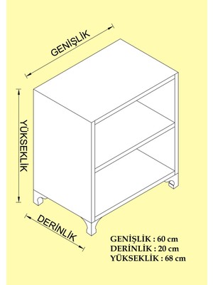 Kenzlife kitaplık tuğçe 068x060x20 cvz ayaklı