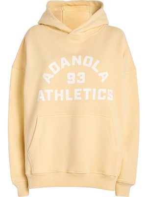 Adanola Kampüs Kapşonlu Sweatshirt Logo Baskılı, Uzun Kollu, Kanguru Cebi  Organik Pamuk