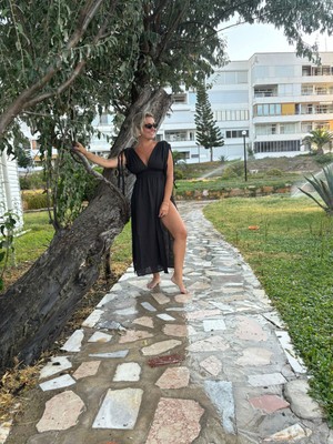 Kadın Müslin Maxi Elbise Siyah